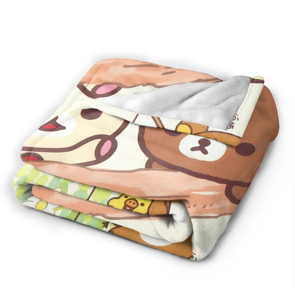 Rilakkumas and Friends Flannel Blanket Winter Super Warm Throw Blanket for Girls Boys Couch Bed Novelty Bedspread Sofa Bed Cover