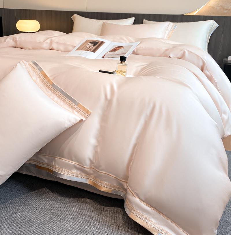 

Комплект постельного белья размера «Квин» Две наволочки Простыня Летняя коллекция Дышащий Шелковисто-гладкий Охлаждающий Современный Роскошный Коллекция для отеля 150x200cm 3pcs светло-розовый