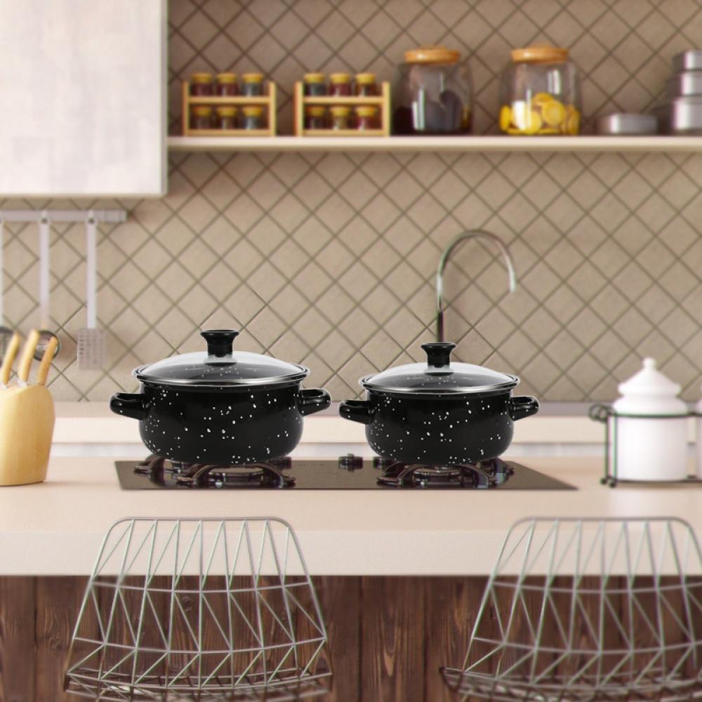 5Pcs/set Single Saucepan Stockpot Enamel Cooking Stock Pot with Lid Kitchen Cooking Cookware Saucepan with Handle Kitchen Stockpot