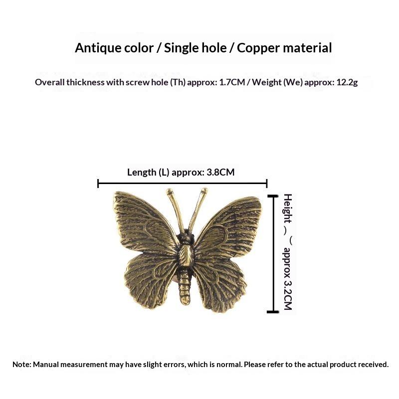 Retro Butterfly/Dragonfly Brass Handle Furniture Hardware Vintage Cabinet Door Knobs Single Hole Gold Wardrobe Drawer Pulls