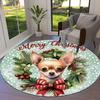 1pc Office Carpet Chair Mats Christmas Wreath with Chihuahua Perfect for Decorating Office Chairs, Living Rooms, Or Bedrooms