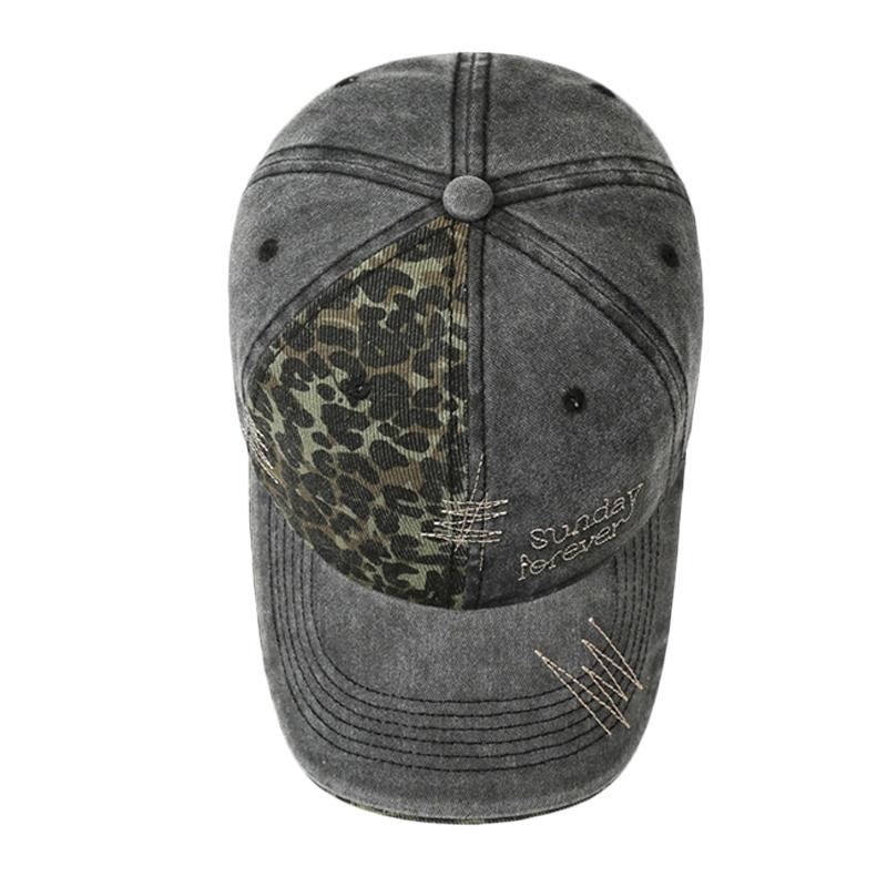 Leopard Print Stitching Baseball Cap Unisex Vintage Embroidered Peaked Cap Outdoor Couple Sun Hat