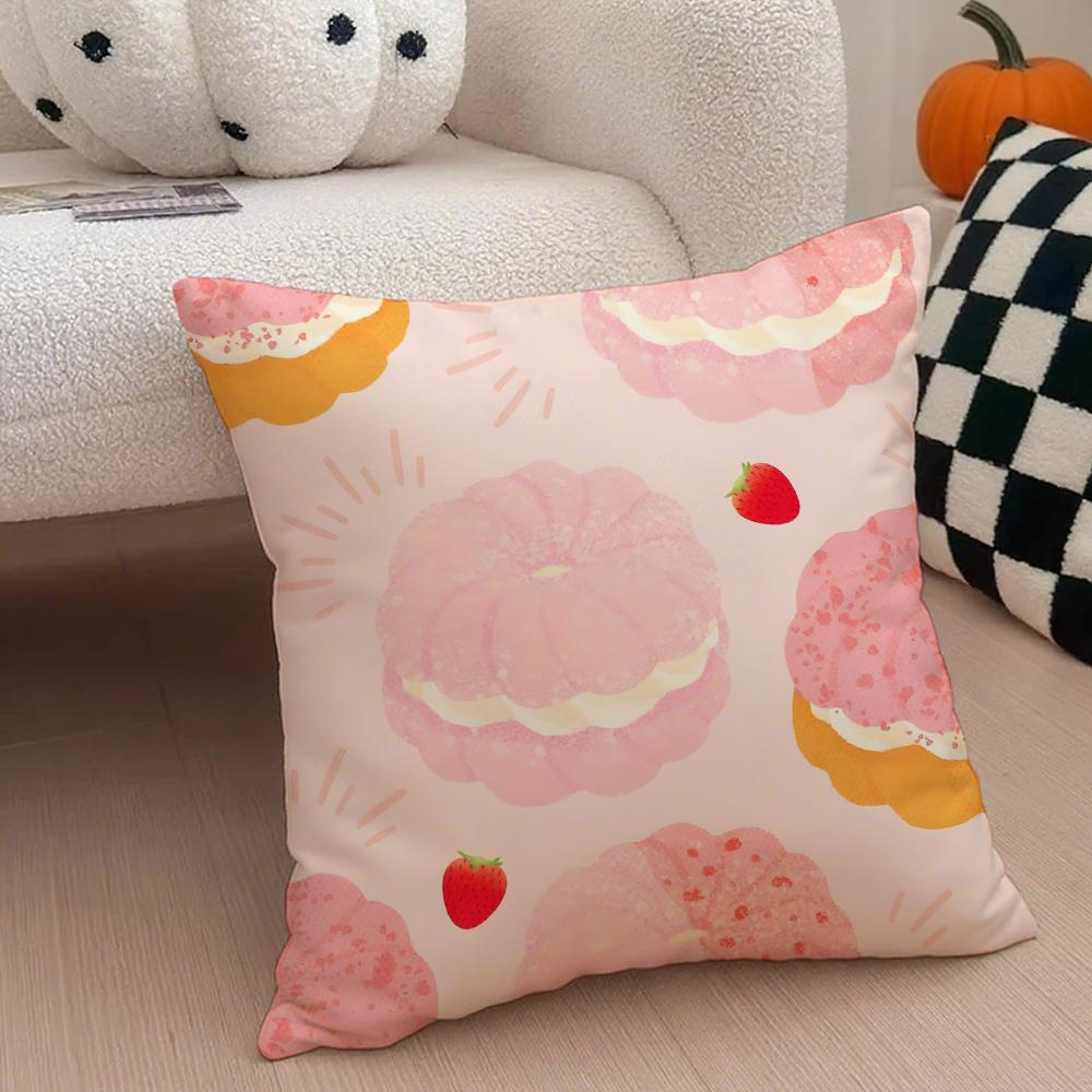Donut Cushion Cover Linen Pillow Case Soft Breathable Protective Couch Room Decoration