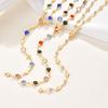 Vintage Boho Colorful Crystal Y-shaped Necklace for Women Geometric Long Tassel Chain Necklace Trendy Jewelry for Festival Party