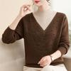Mom's Velvet Thickened Knit Two-Piece Sweater for Autumn/Winter - Mid-Age Half-High Collar