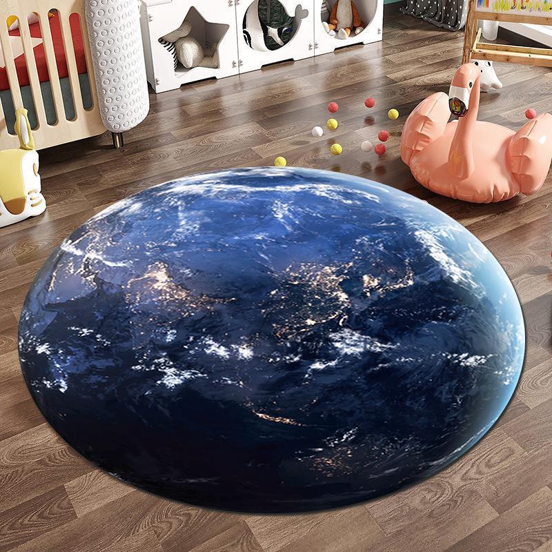 Earth Printed Carpet Moon Galaxy Geometric Pattern Carpet Living Room Sofa Coffee Table Anti Slip Pad Home Decoration