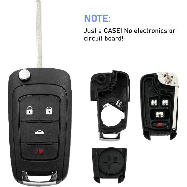 2Pcs Key Fob Shell Case: Folding Flip Key Fob Shell Case fit for Chevy Cruze Camaro Equinox Impala Malibu Sonic, OHT01060512, No Electronic