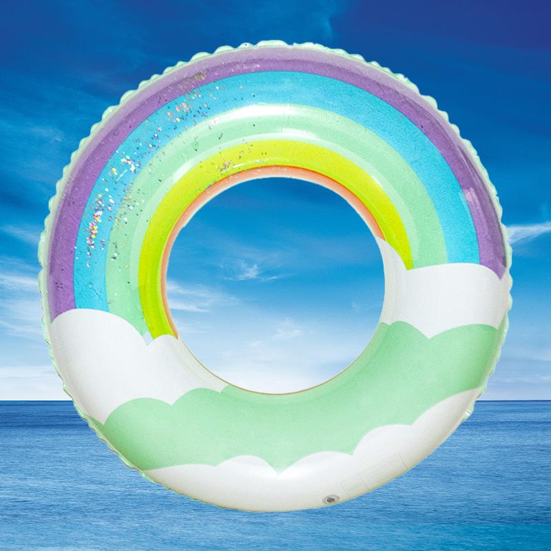 New Rainbow Flower Swimming Ring Water Sports Internet Celebrity Little Fairy Thickened PVC Children's Swimming Ring