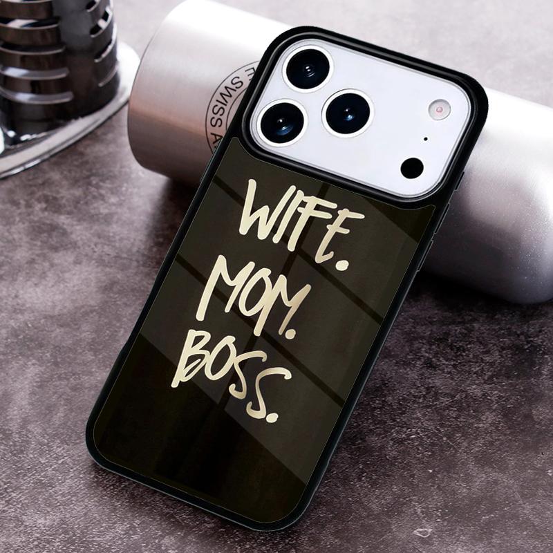 Wife Mom Boss Quotes Phone Case For iPhone 17,16e,15,14,13,12,11,Mini,Pro,MAX soft Silicone Cover