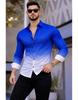 Men's Slim Fit Color Block Spread Collar Casual Shirt