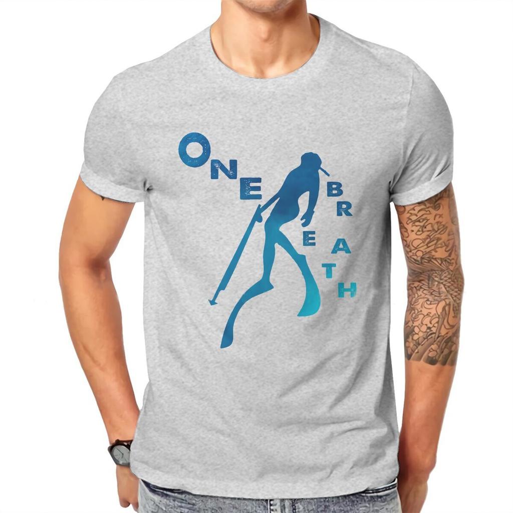 One Breath Spearfishing Freediving Lovers Casual T-Shirt Dive Scuba Diving Style Tops Casual T Shirt Summer Men Clothing Tshirt