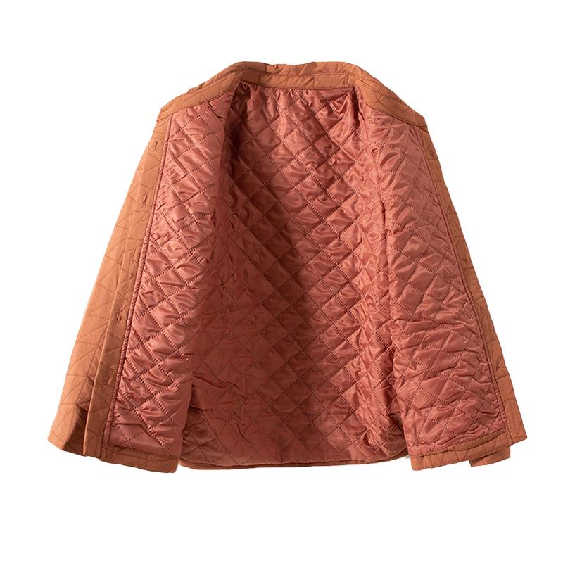 Women's Argyle Embroidered Quilted Cotton Jacket - Korean Style, Loose Fit, Small Size, Winter Outerwear