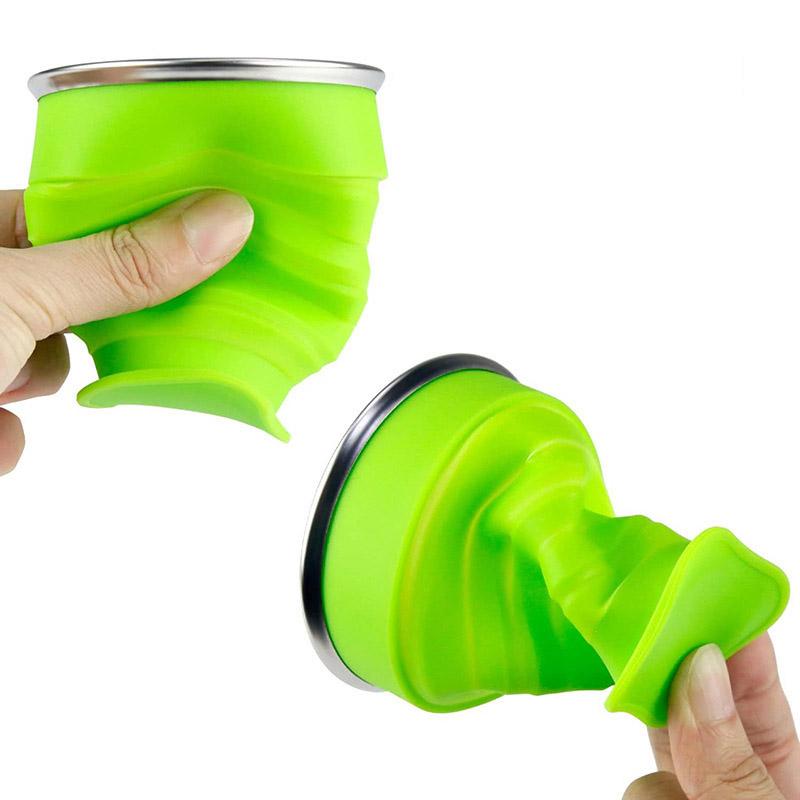 200ml Portable Cups BPA FREE Food Grade Water Cup Silicone Retractable Folding Cup with Lid Outdoor Coffee Travel Water Cup