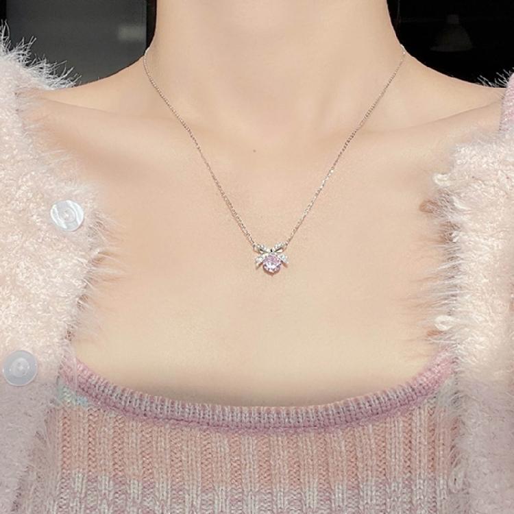 Girls Collar Diamante Bowknot Necklace Jewelry Choker Chain Glinting Crystal