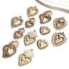 Cross Retro Sacred Heart Flame Pendant: Love Heart Aged KC Gold Blackened DIY Charm Necklace
