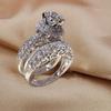 1 Pair Couple Rings Shiny Cubic Zirconia Jewelry Electroplated Exquisite Rings for Wedding