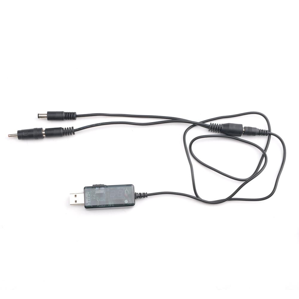 USB 5V to 9V/12V Router Optical Cat Boost Cable 5.5*2.1MM DC Port 1 Drag 2 Original Chip Digital Display UPS Charging Cable