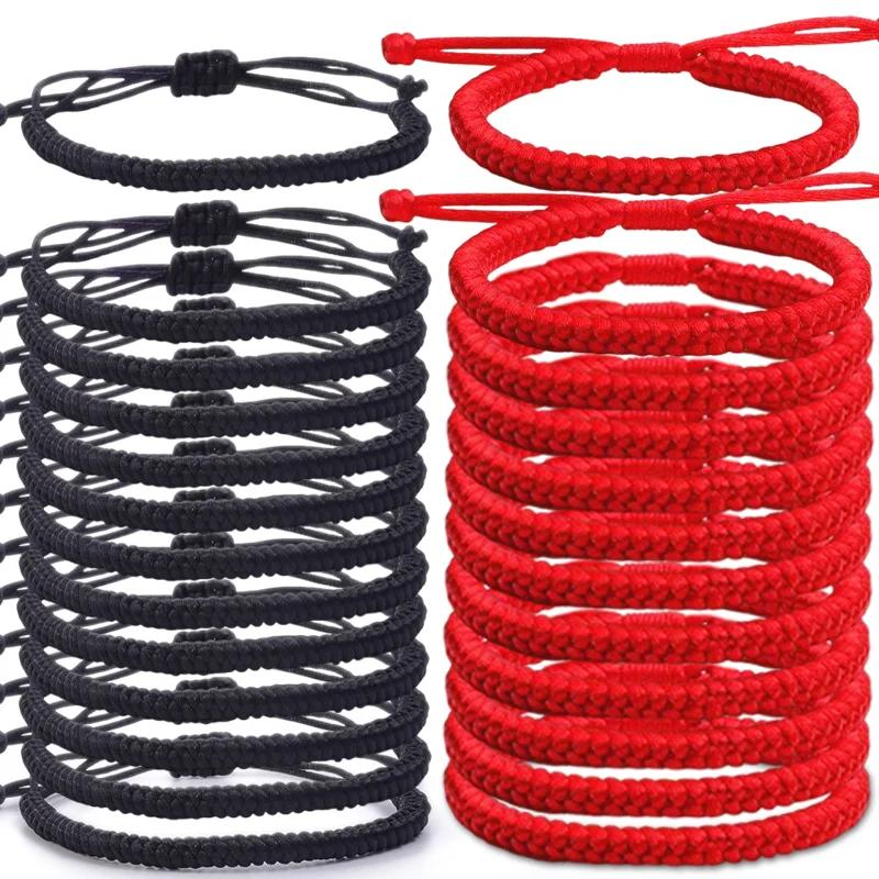 Woven Diamond Knot Couple's Men's and Women's Adjustable Destiny Year Hand Rope Red Rope Bracelet Handmade DIY Material
