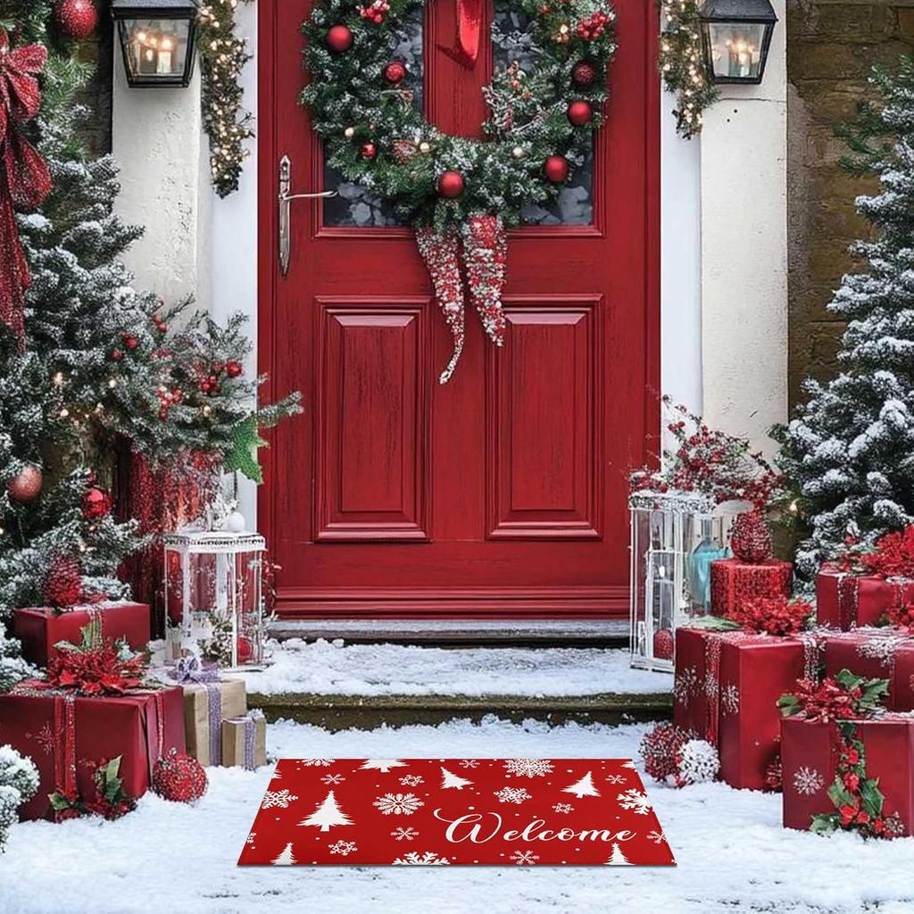 VIAMA Christmas Tree Welcome Doormat Kitchen Laundry Floor Mats Indoor Outdoor Entrance Rugs Festive Home Decoration
