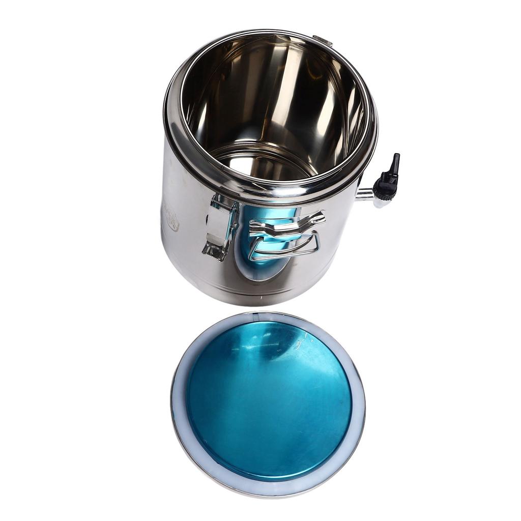 10L Insulated Soup Bucket with Faucet Commercial Rice Bucket Pot Stainless Steel Buckle Lid Handle Beverage Dispenser