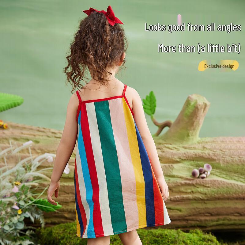 ASK JUNIOR Girls' Rainbow Print Sleeveless Princess Dress