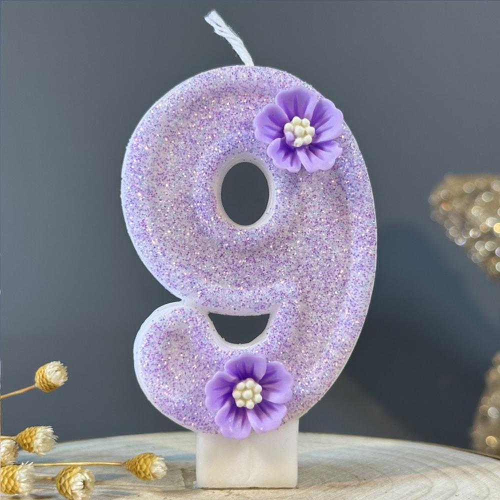 1pc Number 0-9 Candle Cake Topper Butterfly Flower Shaped Birthday Anniversary Party Cake Number Candle Decoration