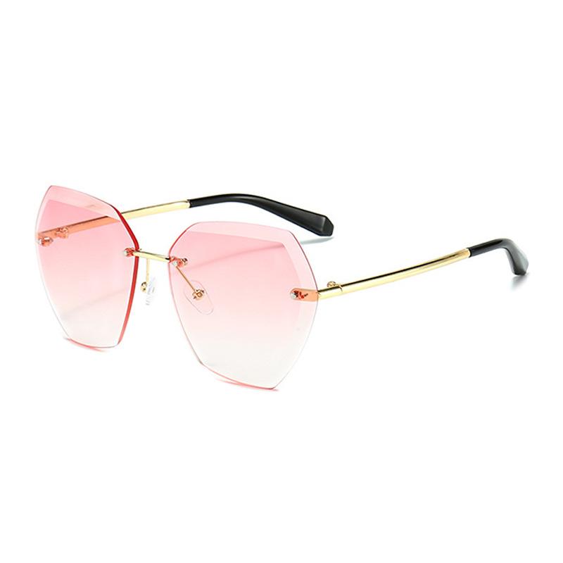 Women Sunglasses NEW Rimless Wave Pattern Glasses Vintage Gradient Sun Glasses Pink Lens Women Sunglasses NEW Rimless Wave Pattern Glasses Vintage Gradient Sun Glasses Pink Lens