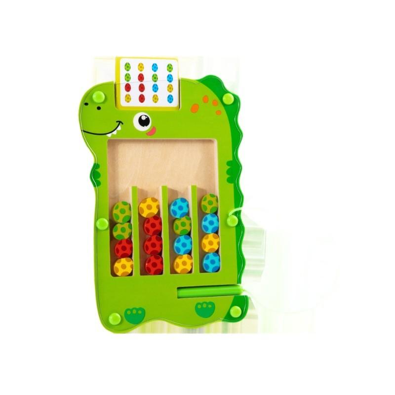 Green Dinosaur Wooden Color Walking Game Board Children Puzzle Toy For Gift