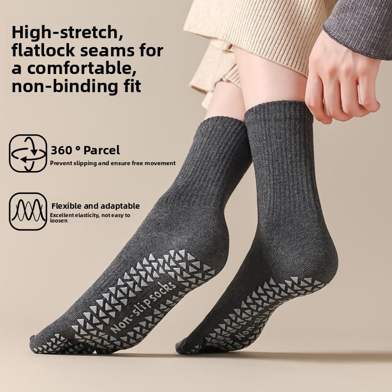 Women's Sweat-absorbing Yoga Socks, Anti-slip Pilates Five-finger Socks, Mid-calf Sports and Fitness Socks