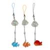 Kois Fish Pendant Phone Chain Strap Jellyfish Charm Beaded Keychain Phone Lanyard Acrylic Keyring Bag Ornament Jewelry