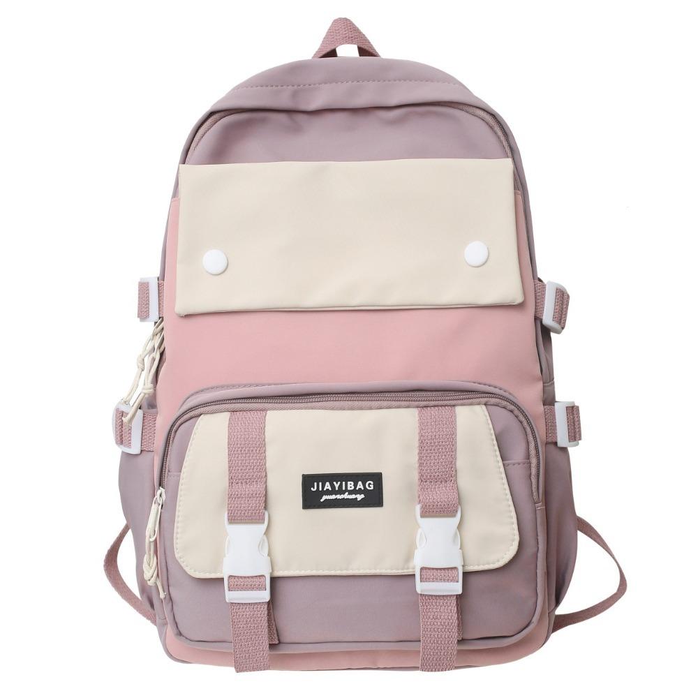 Simple Nylon Backpack Large Capacity Korean Color Book Bag Multifunction Breathable College Backpack School