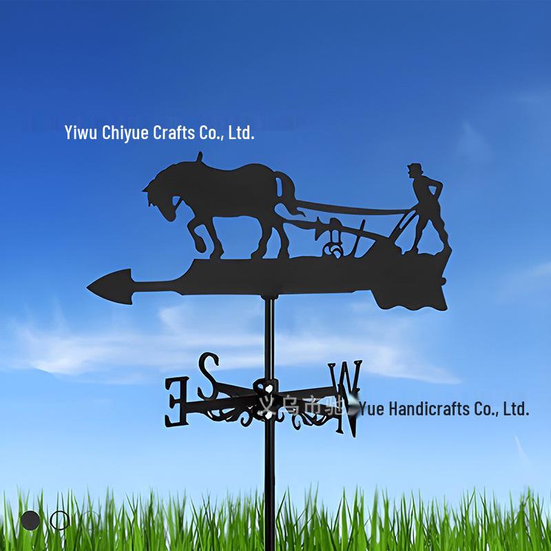 Weather Vane Ornament: Outdoor Wrought Iron Spray-Painted Roof Decoration Metal Craft
