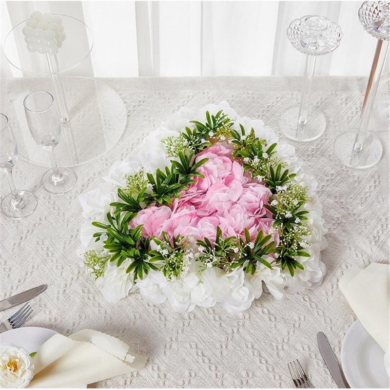 Heart Shaped Artificial Flower Decorations Photo Props for Wedding Centerpieces Road Leading Flower Rack Decorations
