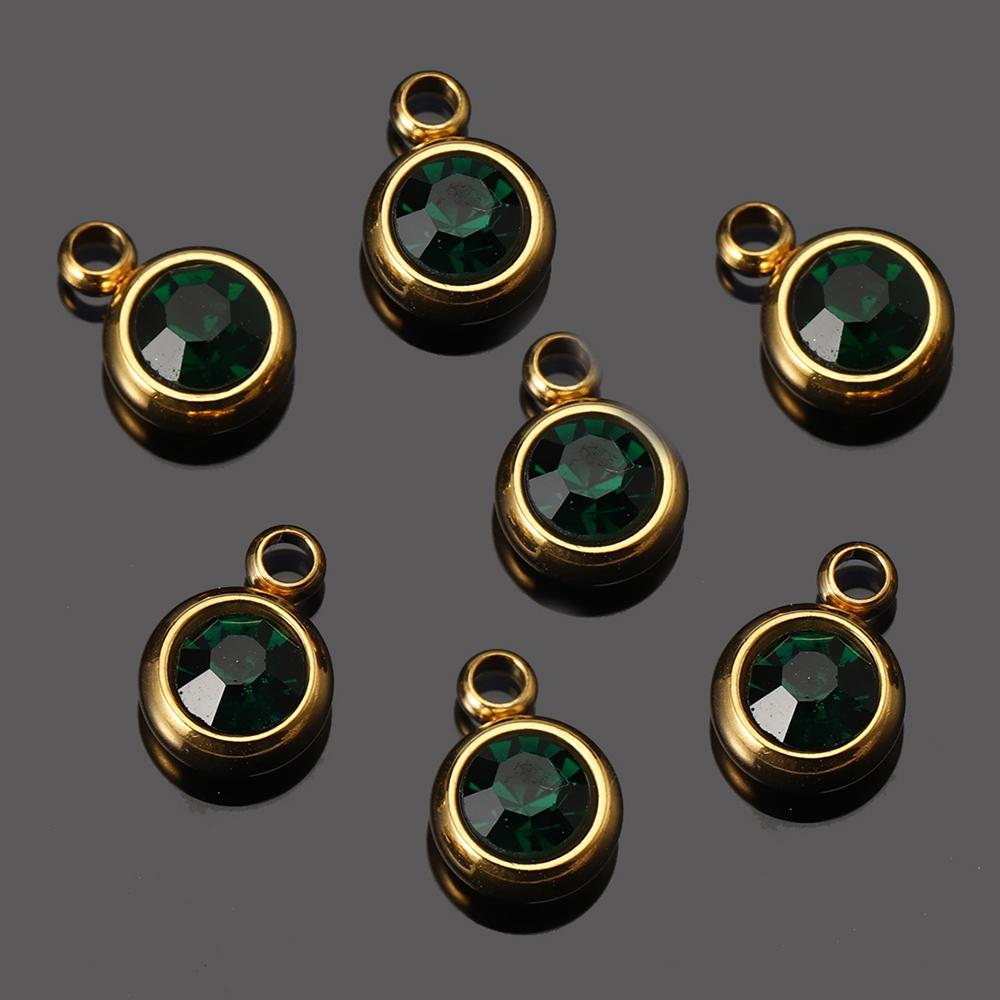 20pcs Stainless Steel Rhinestone Beads Gold Color Crystal Charms Pendants for Jewelry Making DIY Bracelets Necklaces Wholesale