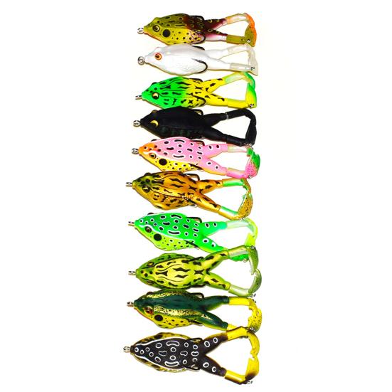 Artificial Lure Fishing Bait Realistic Looking Bright Colors 3D Eyes Compact Portable Topwater Frog Bait Fish Gear for Beginners