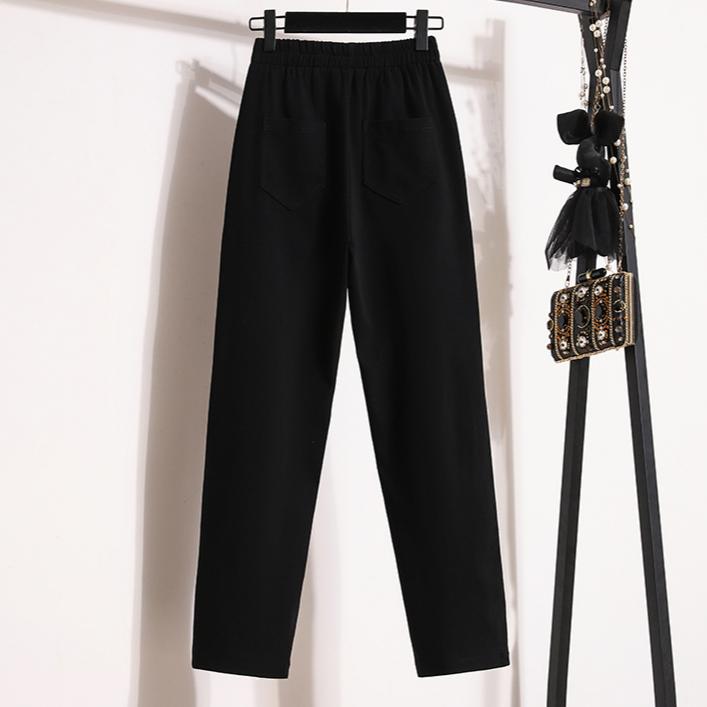 DIMANAF 2025 Plus Size Spring Women Pants Loose Casual Style Female Elastic Trousers Pants Black