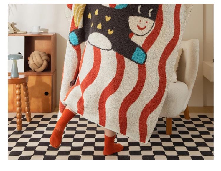 New Dark Horse Wavy Knit Throw Blanket - Cute & Fun for Office Naps, Sofas, or Decor.