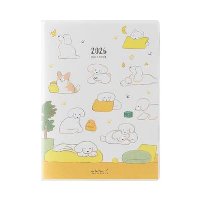 Agenda de poche Midori, 2026, A6, Hebdomadaire, Motif chien, 22366006 (Début en janvier 2026)