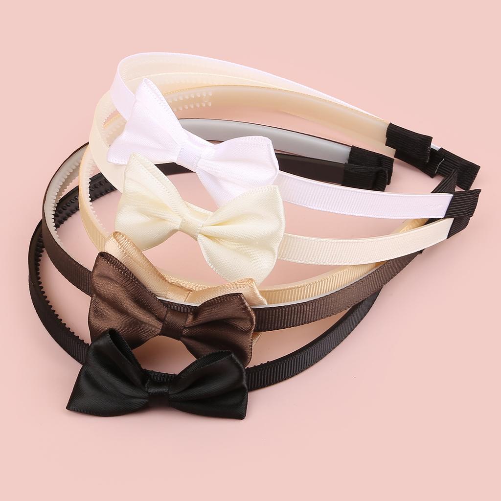 5 st 2,5 tums satin hårrosetter med pannband plasttänder hårband barn flickor pannband barn håraccessoarer set