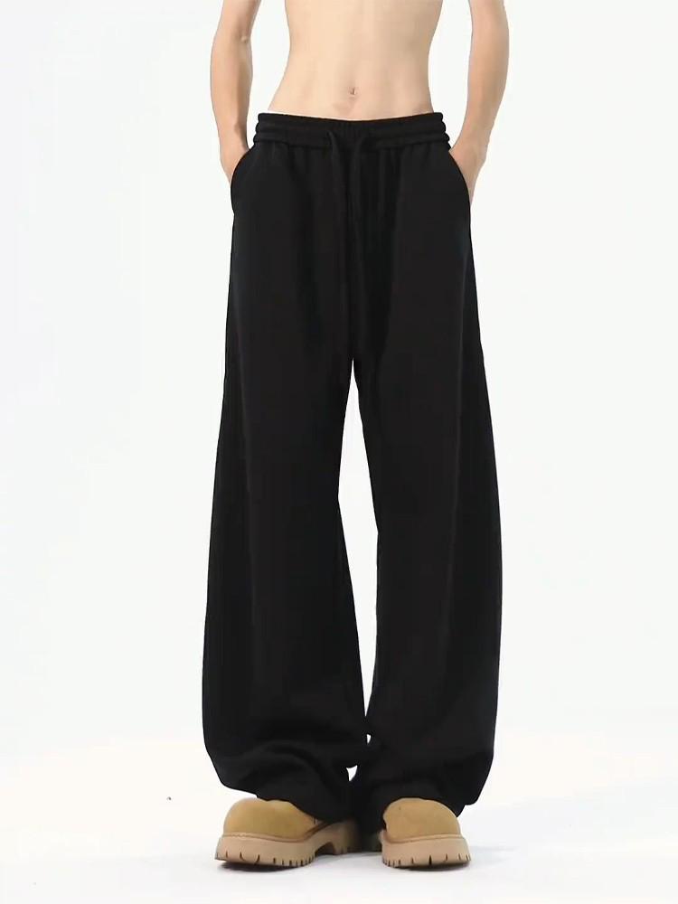 Black Machete Men's Wide-Leg Sweatpants – Autumn/Winter Drape Style, CleanFit Casual Trousers