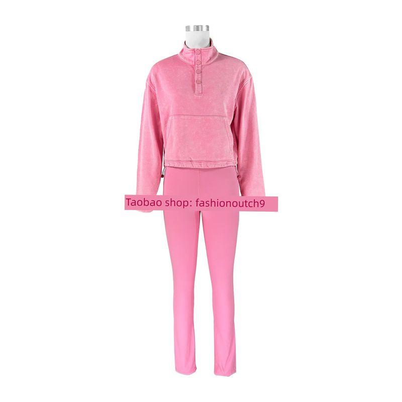 

2025 Лучшие брюки для йоги Спортивный и повседневный комплект из двух предметов Pink M