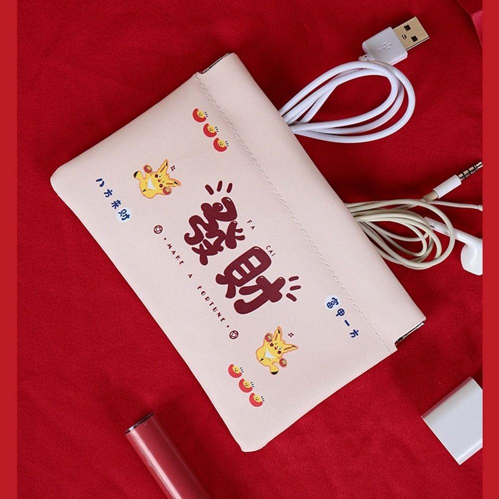 Printing Mini Cosmetic Bag New Year Red Glasses Bag Small Item Bag Lipstick Storage Bag  Girls