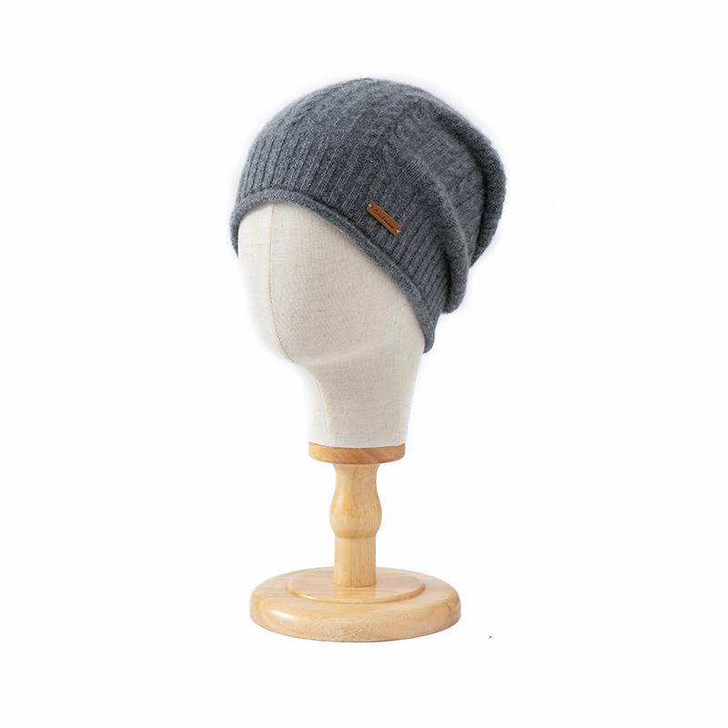Women's 100% Pure Cashmere Knit Slouchy Beanie Cable Pattern Winter Hat Warm Soft Cozy Casual Cap for Cold Weather