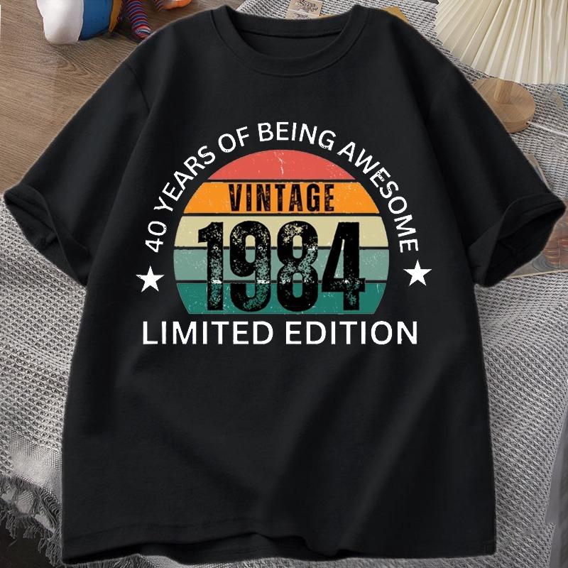 40th Birthday Women Tshirt Made In 1984 Vintage Tshirt 40 Years Old T Shirts for Unisex Casual Short Sleeve Unisexs Clthing Oversized