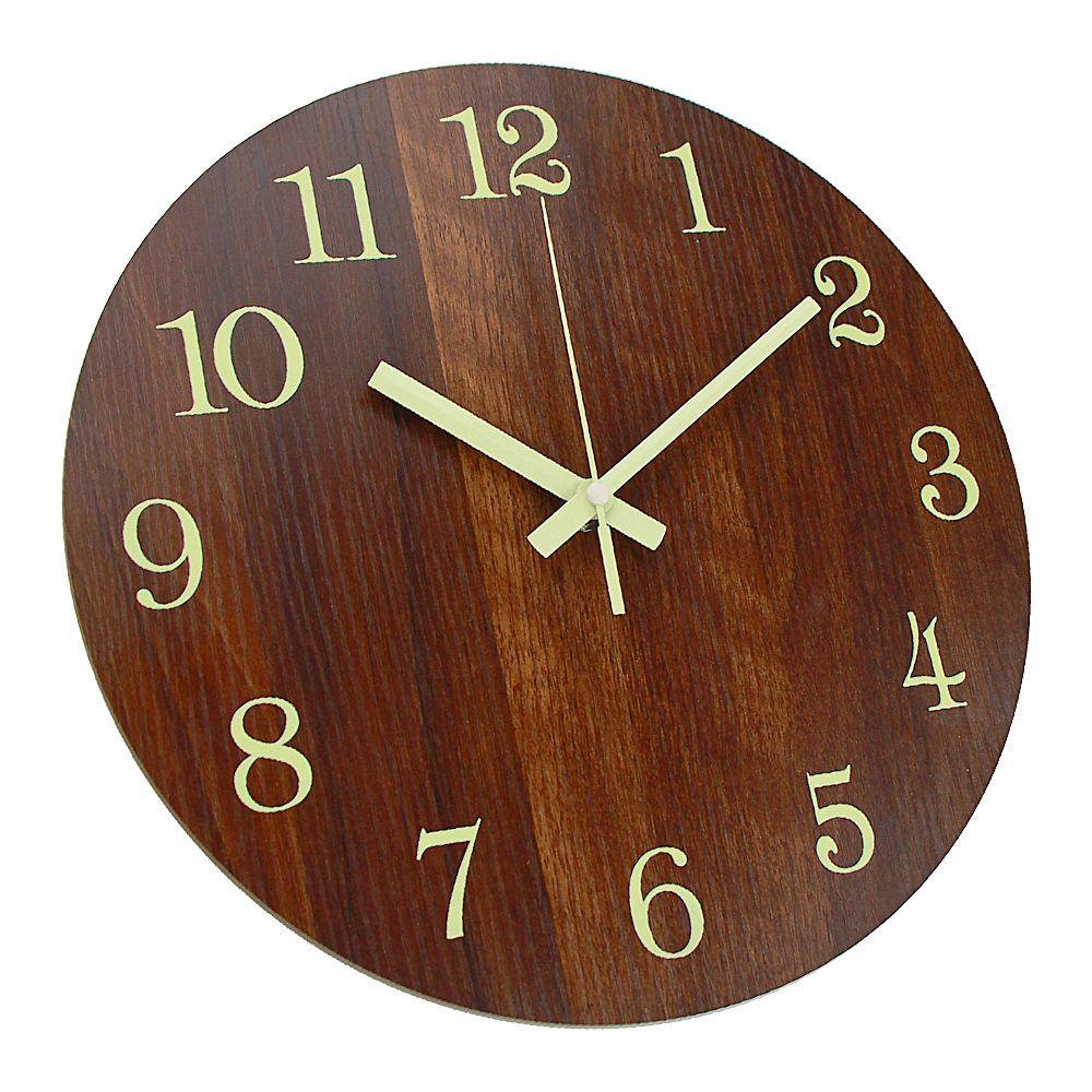 Wood Retro Wall Clock Luminous Wall Hanging Clock Decorative Wood Wall Clock Study Room