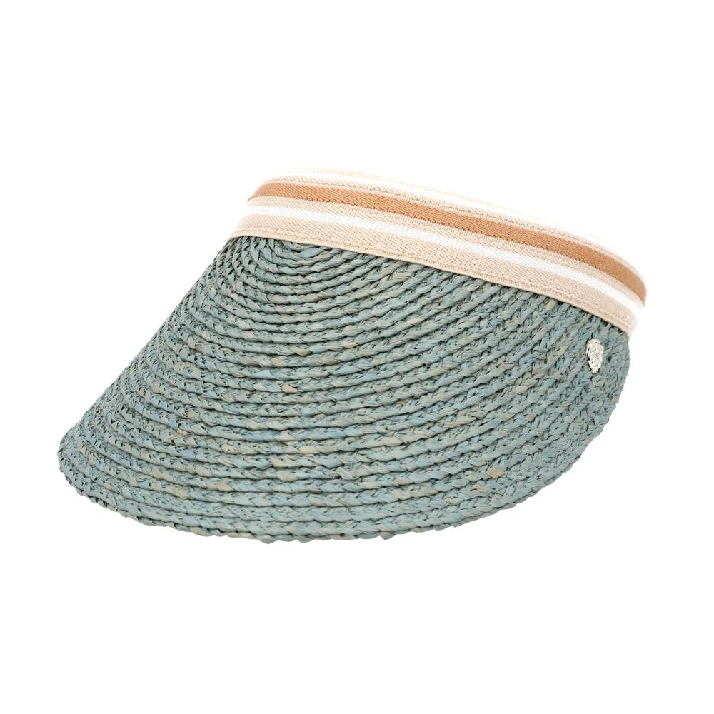 Helen Kaminski Bianca Sea Glass Nougat Stripe Visor Sun Cap Hat50265