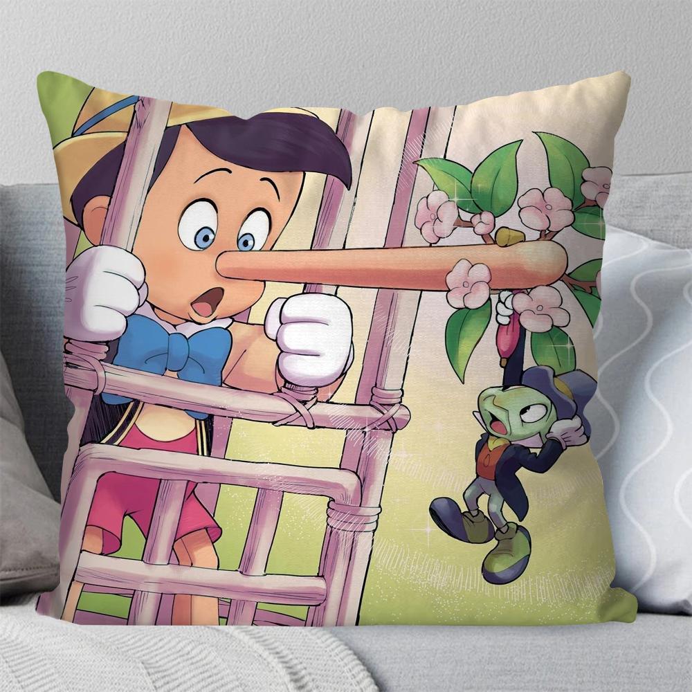 Classic Fairy Tale P-Pinocchio Animation Pillow Case Square Pillow Bedroom Sofa Leisure Comfort LivingRoom Home Decoration 40X40