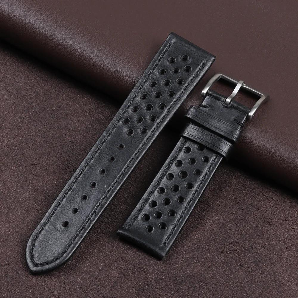 18mm 20mm 22mm Handmade Leather Strap Vintage Cowhide Band Men Women Universal Watchband Breathable Sport Bracelet Accessories