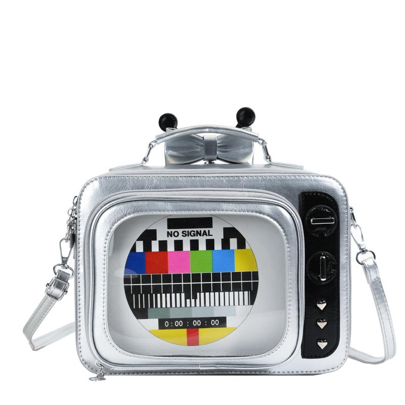 2025 New Retro TV Pain Bag Small Food Intake Square Antenna Bow Removable and Cross-shoulder