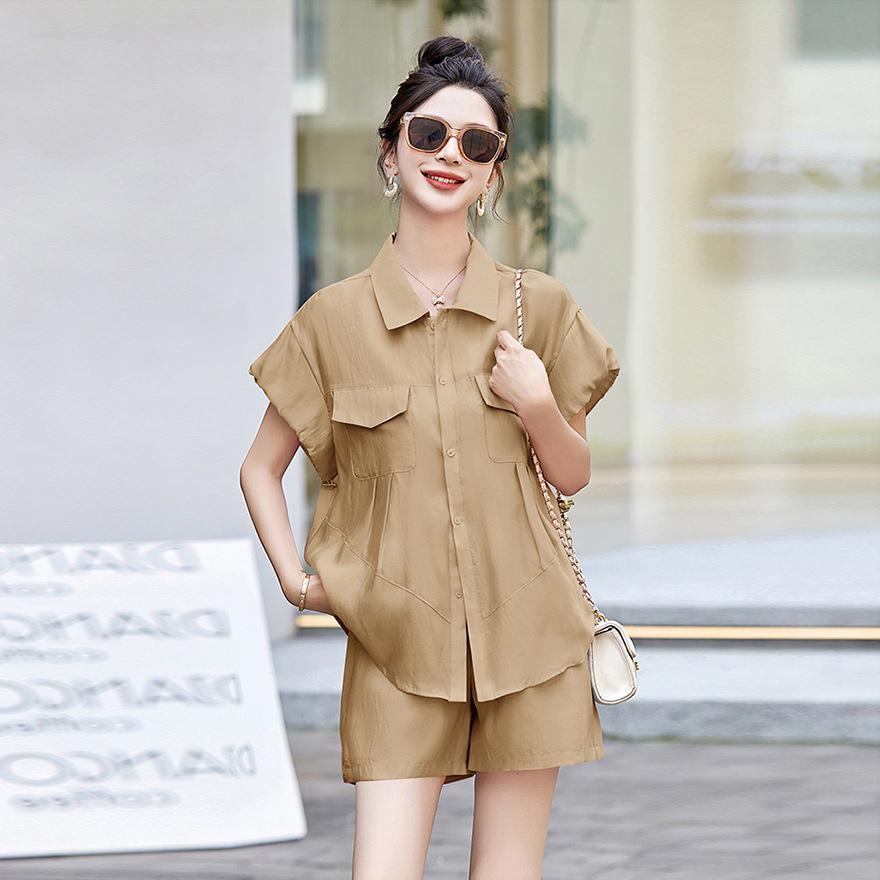 Shorts Set Women's Summer New Design Sense Temperament Thin Casual Lapel Shirt Fashion Two-piece Set